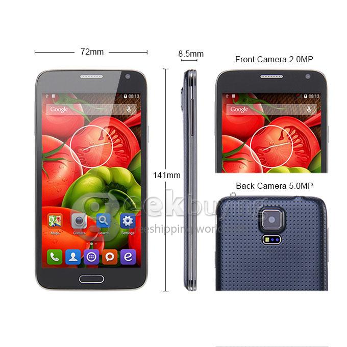 JIAKE G900W MTK6582 Cortex A7 Quad Core 1.3GHz 5.0 Inch Android 4.4.2 OS Smartphone 1GB RAM 8GB ROM QHD Screen 5.0MP - Black