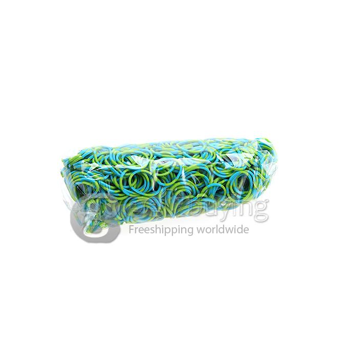 DIY Twist Silicone Bandz Rubber Bands Bracelets for Kids with 600pcs Bands and 24 S-clips Blue + Green