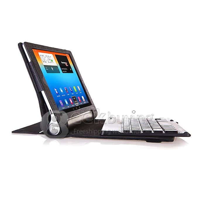 Detachable Bluetooth Keyboard Folio Leather Case for Lenovo Yoga Tablet B6000 8 Inch - Black