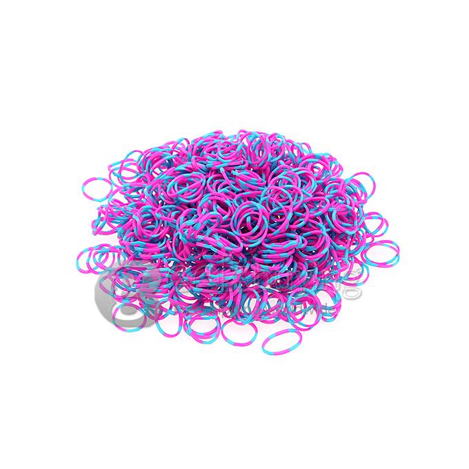 DIY Twist Silicone Bandz Rubber Bands Bracelets for Kids with 600pcs Bands and 24 S-clips Rose Red + Blue