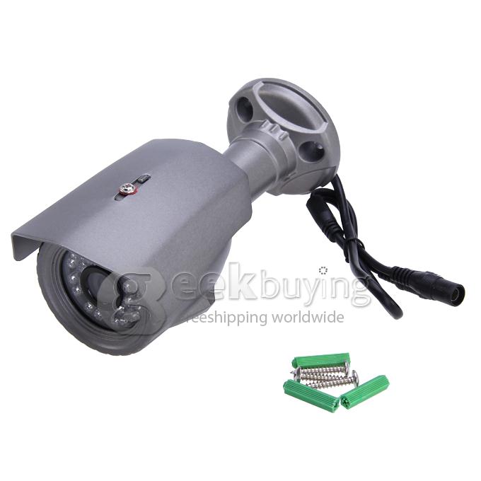 Outdoor 700TVL 1/3 CMOS 3.6mm Lens 24 IR LEDs Nightvision Waterproof Surveillance CCTV Camera with Bracket - Grey (NTSC)