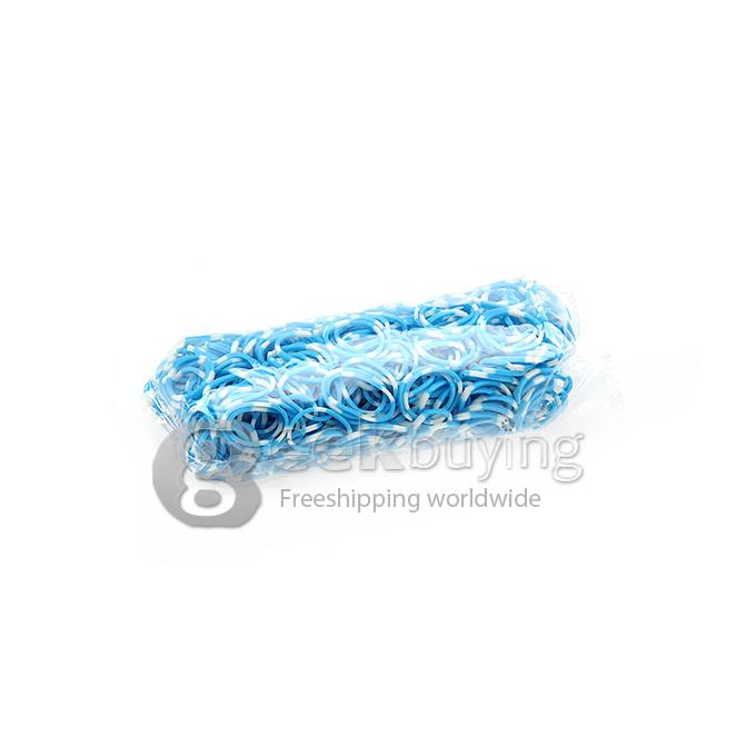 DIY Twist Silicone Bandz Rubber Bands Bracelets for Kids with 600pcs Bands and 24 S-clips Light Blue Dot