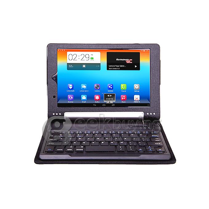 Detachable Bluetooth Keyboard Folio Leather Case for Lenovo Yoga Tablet B6000 8 Inch - Black