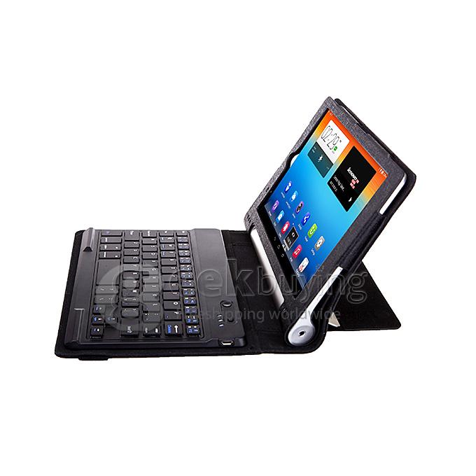 Detachable Bluetooth Keyboard Folio Leather Case for Lenovo Yoga Tablet B6000 8 Inch - Black