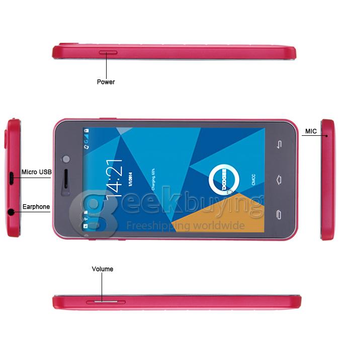 Doogee Valencia DG800 4.5inch IPS QHD Screen MTK6582 Quad Core Smartphone 1GB 8GB 13.0MP Android 4.4 3G GPS OTG OTA - Red