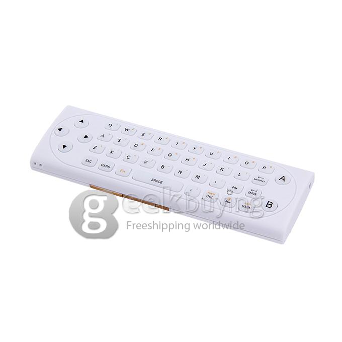 2.4GHz 3D Air Mouse Wireless Keyboard with 6-Axis Inertia Sensors Support Motion Sensing Games & Voice Input / Output - White