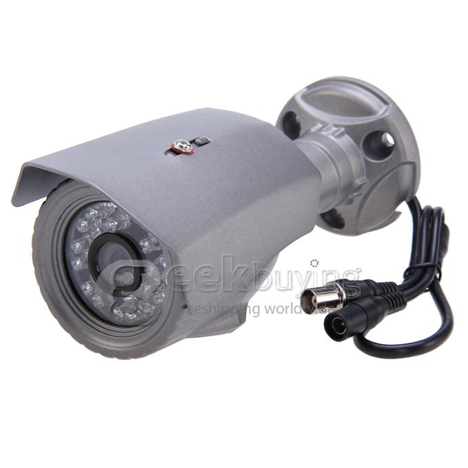 Outdoor 700TVL 1/3 CMOS 3.6mm Lens 24 IR LEDs Nightvision Waterproof Surveillance CCTV Camera with Bracket - Grey (NTSC)