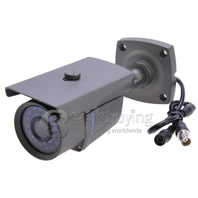 700TVL Surveillance Outdoor Waterproof CCTV Camera 1/3 CMOS 3.6 mm Lens 24 LEDs IR NightVision with Bracket - Black (NTSC)