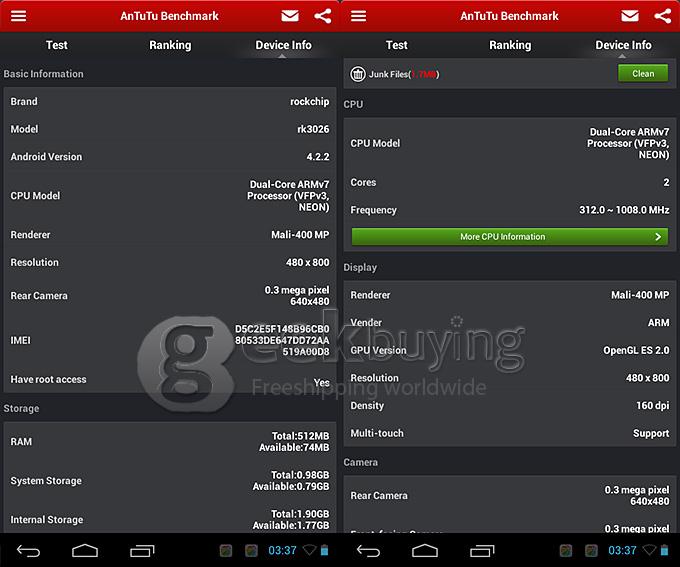 S1 Dual Core RK3026 1.2GHz 7 inch Capacitive Touch Screen 800*480 Tablet PC Android 4.2 512MB/4GB - White