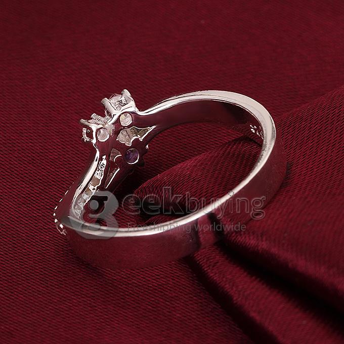 Fashion Elegant Gorgeous Brass Ring with Colorful Inlaid Rhinestone for Woman Size 8 - Purple