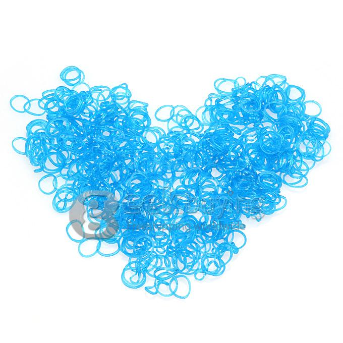 DIY Twist Silicone Bandz Rubber Bands Bracelets for Kids with 600pcs Bands and 24 S-clips Bright Blue