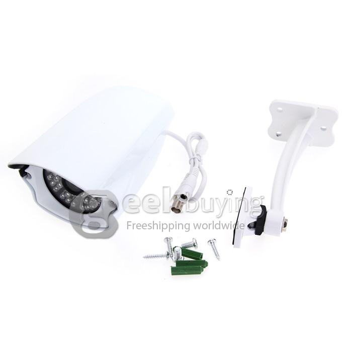 700TVL 1/3 CMOS 3.6mm Lens 48 LEDs IR Night Vision Waterproof Security Outdoor CCTV Camera with Bracket - White (PAL)