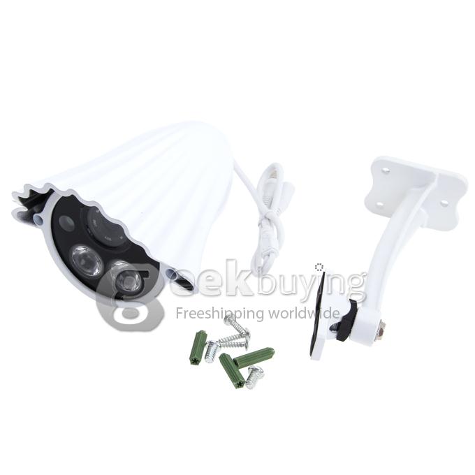 1/3 CMOS 8mm Lens 700TVL 2 IR LEDs Day / Night Waterproof Security Outdoor CCTV Camera with Bracket - White (NTSC)