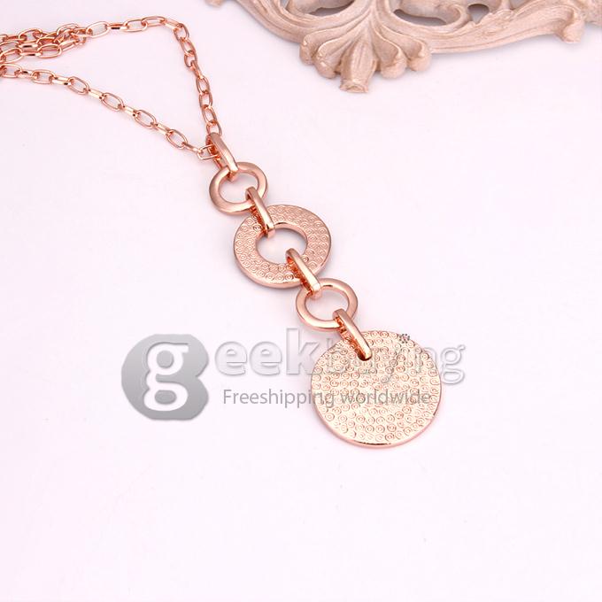 Fashion Crystal Pave Circle Pendant Sweater Chain Necklace - Black