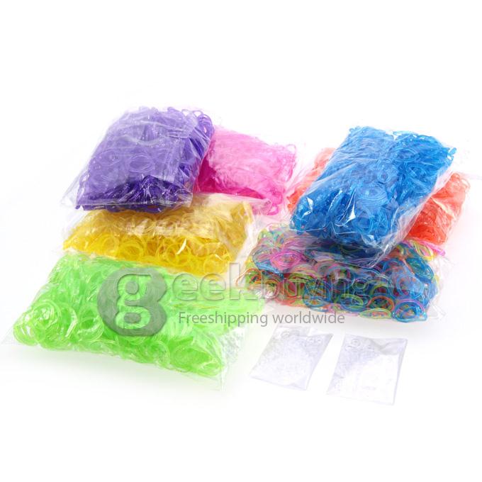 DIY Twist Silicone Bandz Rubber Bands Bracelets for Kids with 600pcs Bands and 24 S-clips Bright Blue