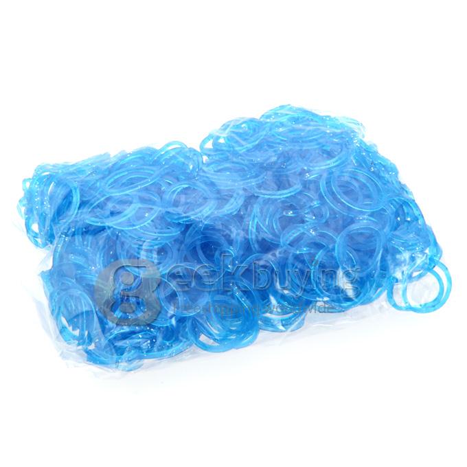 DIY Twist Silicone Bandz Rubber Bands Bracelets for Kids with 600pcs Bands and 24 S-clips Bright Blue