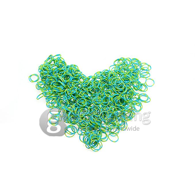 DIY Twist Silicone Bandz Rubber Bands Bracelets for Kids with 600pcs Bands and 24 S-clips Blue + Green