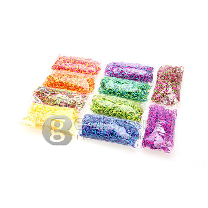 DIY Twist Silicone Bandz Rubber Bands Bracelets for Kids with 600pcs Bands and 24 S-clips Blue + Green