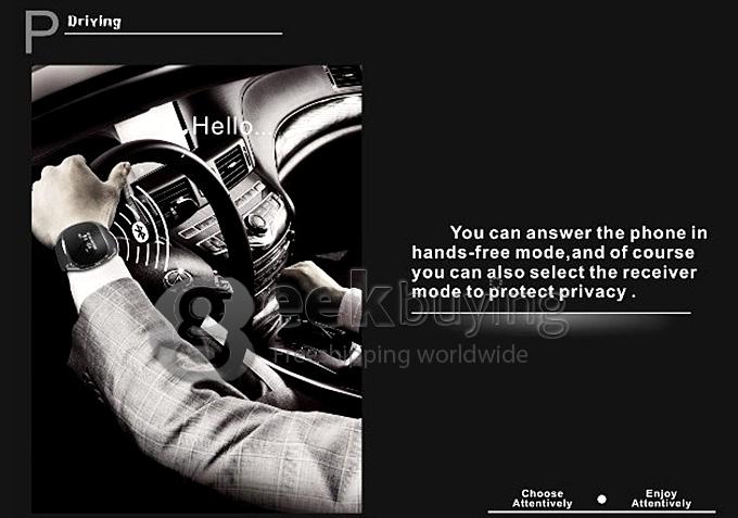 New Smart M18 R Watch Bluetooth Watch with Caller ID + Phonebook/ Call History Sync + Alarm Clock + Anti-lost - Black