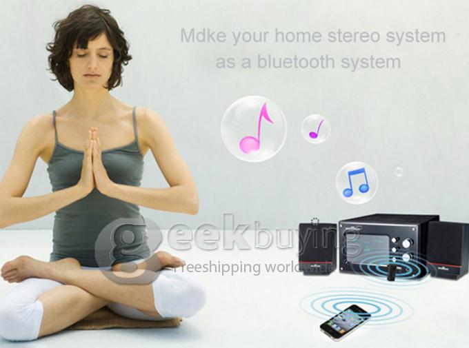 Portable Bluetooth V3.0 Audio Music Streaming Receiver Adaptor Handfree 3.5 mm Output - Black
