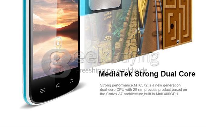 CUBOT GT95 MTK6572W 1.3GHz Dual Core 1.3GHz 4.0Inch Android 4.2 OS Smartphone 512MB RAM 4G ROM WVGA Capacitive Touch Screen 5.0MP 3G - White