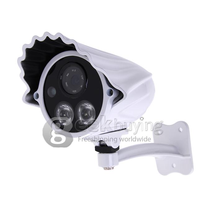 1/3 CMOS 8mm Lens 700TVL 2 IR LEDs Day / Night Waterproof Security Outdoor CCTV Camera with Bracket - White (NTSC)