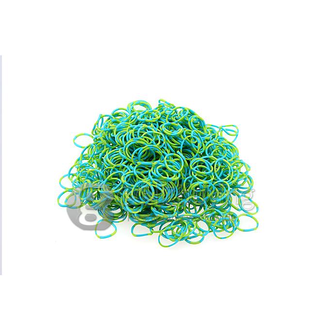 DIY Twist Silicone Bandz Rubber Bands Bracelets for Kids with 600pcs Bands and 24 S-clips Blue + Green