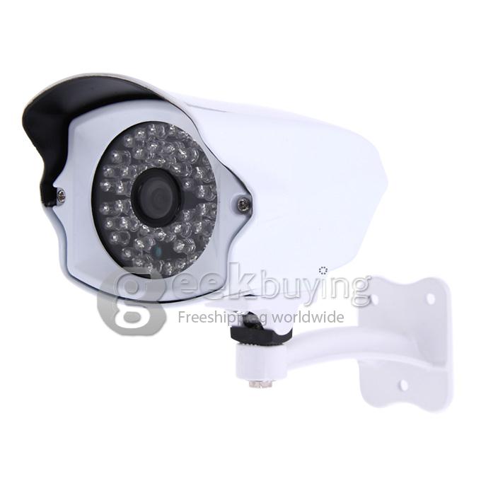 700TVL 1/3 CMOS 3.6mm Lens 48 LEDs IR Night Vision Waterproof Security Outdoor CCTV Camera with Bracket - White (PAL)