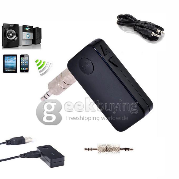 Portable Bluetooth V3.0 Audio Music Streaming Receiver Adaptor Handfree 3.5 mm Output - Black