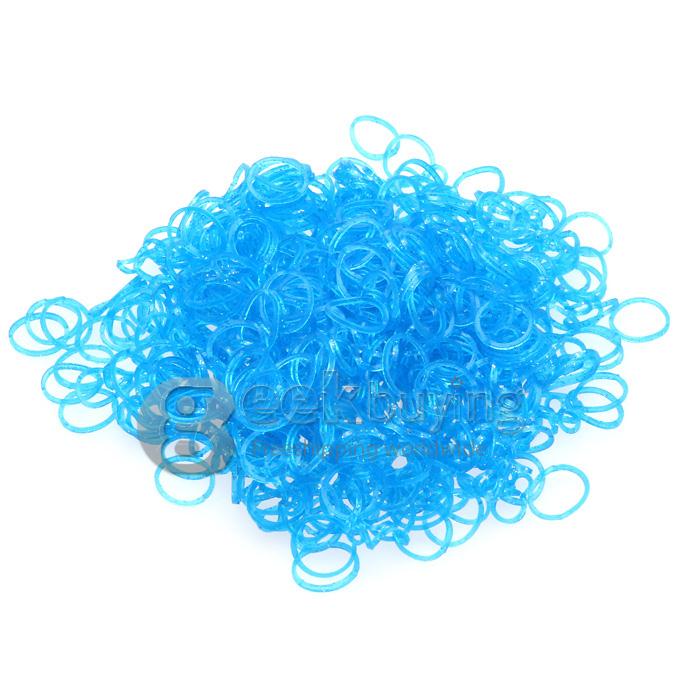DIY Twist Silicone Bandz Rubber Bands Bracelets for Kids with 600pcs Bands and 24 S-clips Bright Blue