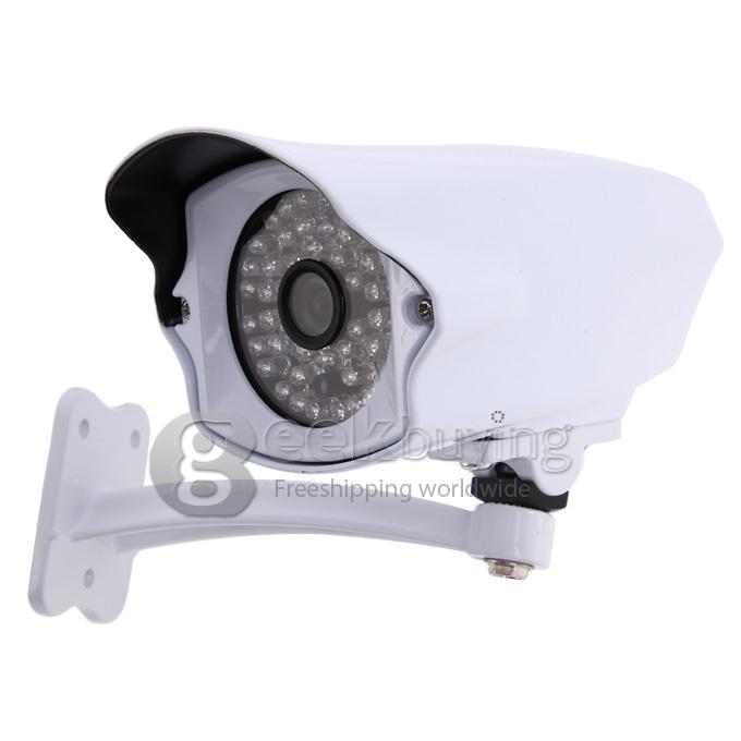 700TVL 1/3 CMOS 3.6mm Lens 48 LEDs IR Night Vision Waterproof Security Outdoor CCTV Camera with Bracket - White (PAL)
