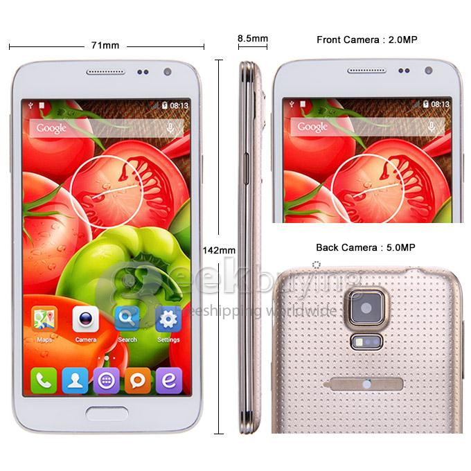 JIAKE G900W Smartphone Android 4.4.2 MTK6582 Cortex A7 quad core 1.3GHz 5.0 Inch QHD Screen 960 x 540 5.0MP 1GB 8GB - Golden