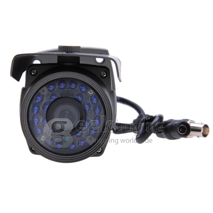 700TVL Surveillance Outdoor Waterproof CCTV Camera 1/3 CMOS 3.6 mm Lens 24 LEDs IR NightVision with Bracket - Black (NTSC)