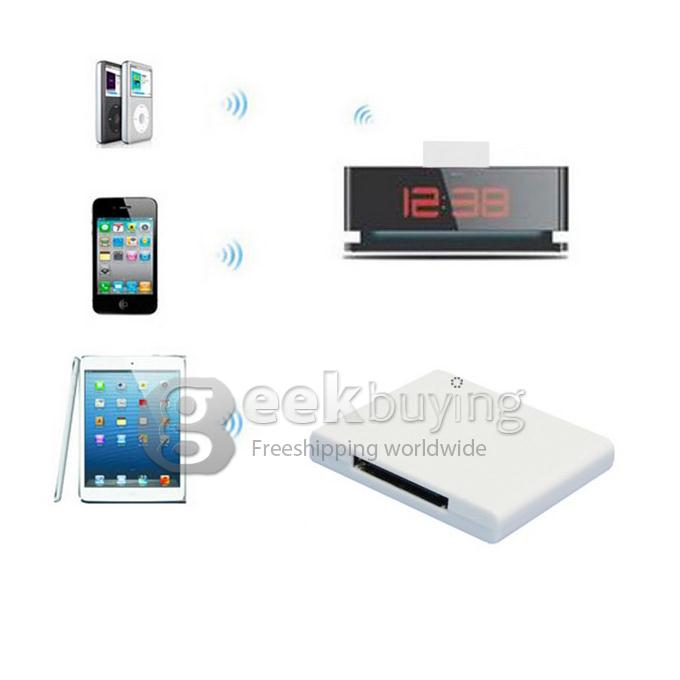 New 30 Pin Dock Stereo Wireless Bluetooth Receiver A2DP Music Audio Receiver Adapters for iPhone Dock Speaker - White