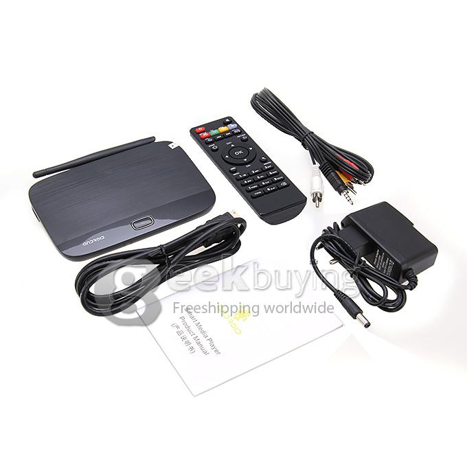 Original T-R41 Quad Core RK3188T Google Android 4.2.2 Mini TV Box HDMI HDD Player 2G/8G FHD 1080P BT4.0 with RJ45 OTG External Wifi Antenna Ethernet Port - Black