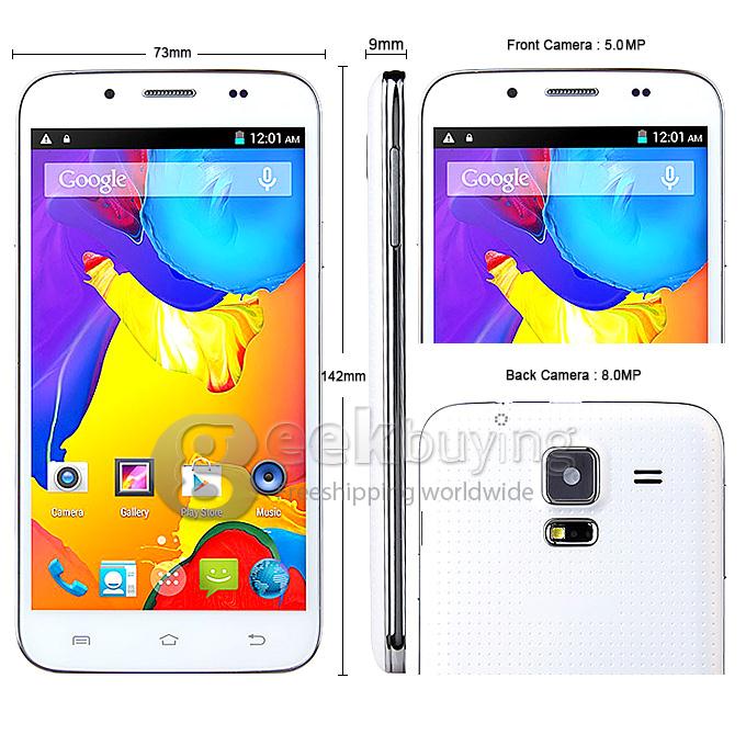 Star C2000 5.0inch MTK6582 Quad core 1.3GHz Smartphone IPS FWVGA 512MB RAM 4GB ROM 8.0MP Android 4.4 OTG Air Gesture Miracast With Leather case/Hard case——White