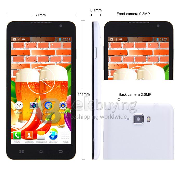JIAKE F1W 5.0Inch Capacitive Touch Screen MTK6572 Dual Core 1.2GHz Smartphone 512MB+4GB 2.0MP+0.3MP Android 4.2 OS 3G/GPS with Protective Case- White