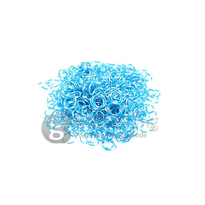 DIY Twist Silicone Bandz Rubber Bands Bracelets for Kids with 600pcs Bands and 24 S-clips Light Blue Dot
