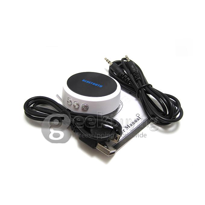 Portable Mini Bluetooth 3.0 EDR Music Mic Audio Receiver Partner For iphone5s i9600 S5 iPhone6 Plus - White