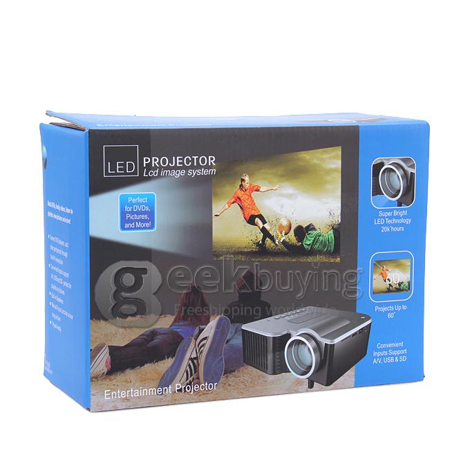 AEN UC28+ 1080P HD 48LM 16770K Color Portable LED LCD Projector with HDMI SD CARD USB VGA Slots - Black