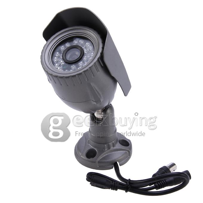 Outdoor 700TVL 1/3 CMOS 3.6mm Lens 24 IR LEDs Nightvision Waterproof Surveillance CCTV Camera with Bracket - Grey (NTSC)