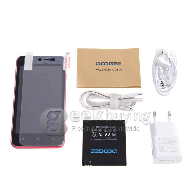 Doogee Valencia DG800 4.5inch IPS QHD Screen MTK6582 Quad Core Smartphone 1GB 8GB 13.0MP Android 4.4 3G GPS OTG OTA - Red