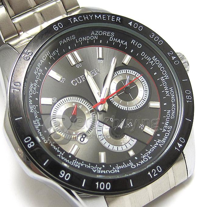 CURREN 8150 Stainless Steel Band Quartz Analog Wrist Watch Timepiece with Date Window for Men - Black