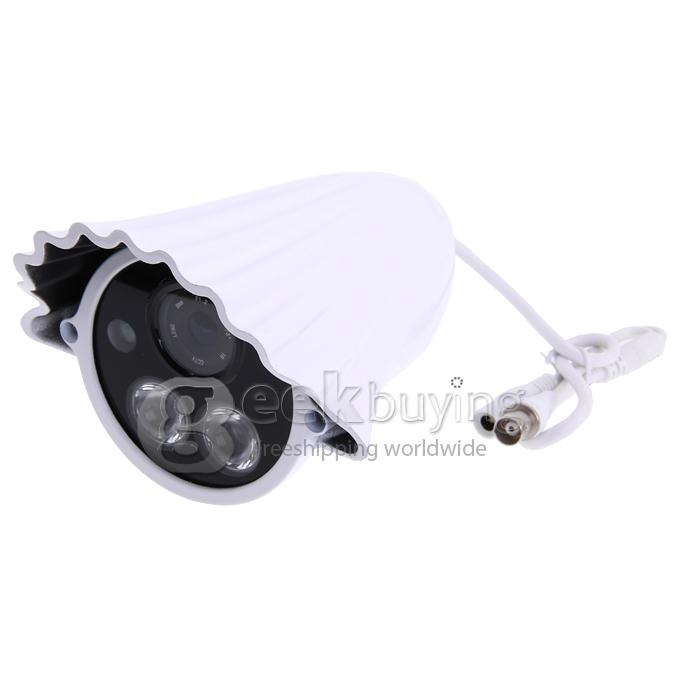 1/3 CMOS 8mm Lens 700TVL 2 IR LEDs Day / Night Waterproof Security Outdoor CCTV Camera with Bracket - White (NTSC)