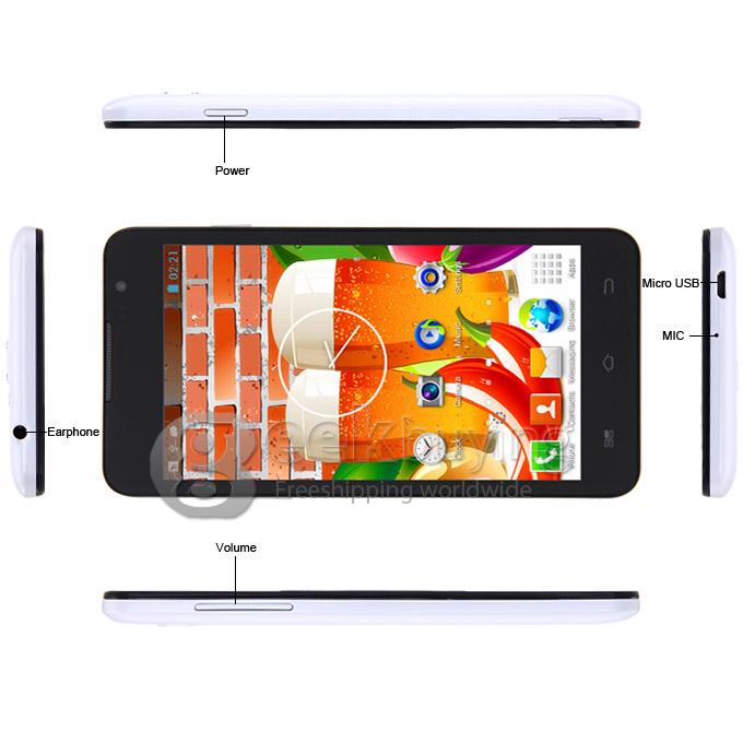 JIAKE F1W 5.0Inch Capacitive Touch Screen MTK6572 Dual Core 1.2GHz Smartphone 512MB+4GB 2.0MP+0.3MP Android 4.2 OS 3G/GPS with Protective Case- White