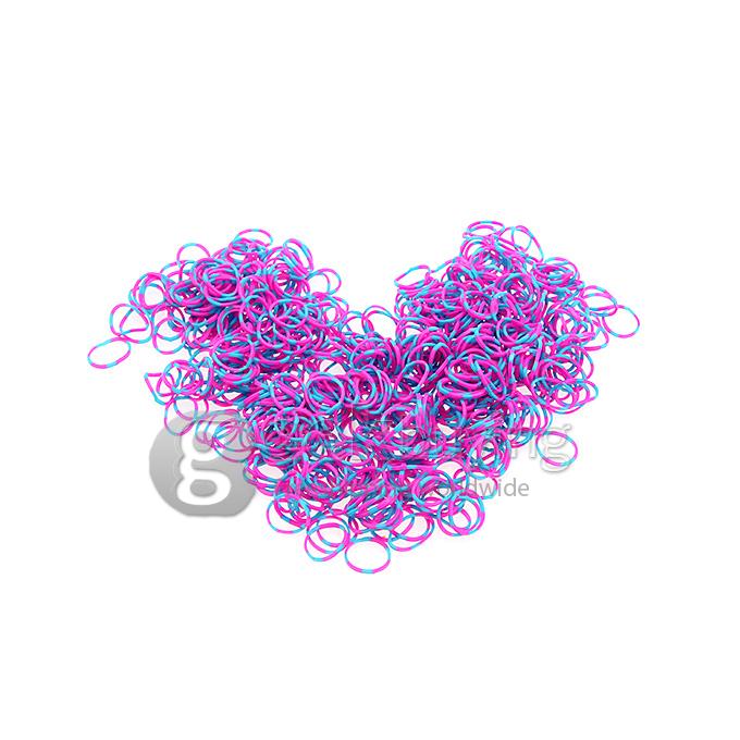 DIY Twist Silicone Bandz Rubber Bands Bracelets for Kids with 600pcs Bands and 24 S-clips Rose Red + Blue