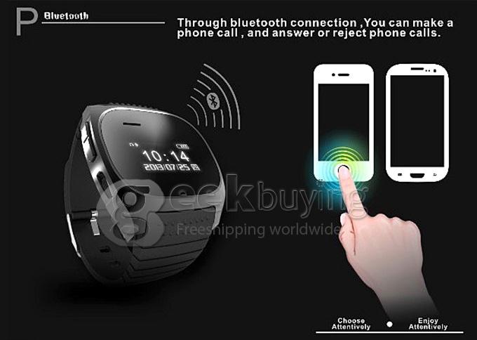 New Smart M18 R Watch Bluetooth Watch with Caller ID + Phonebook/ Call History Sync + Alarm Clock + Anti-lost - Black