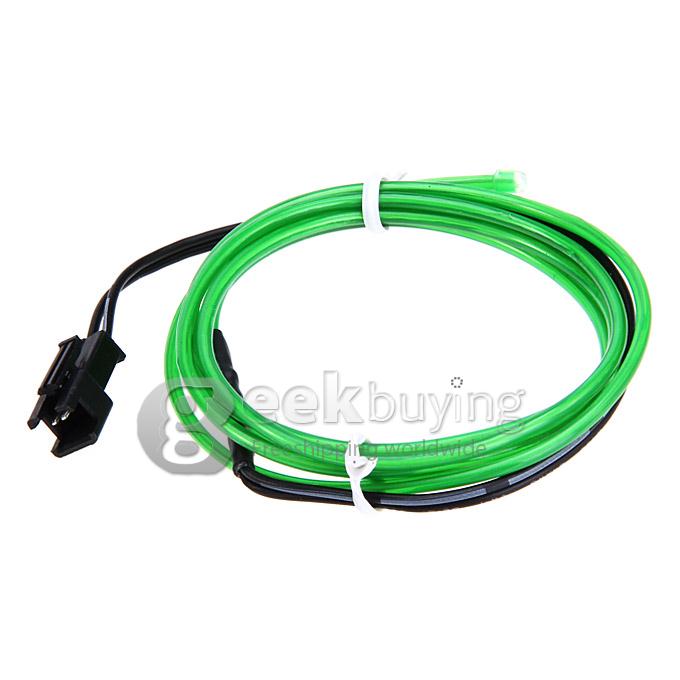 5M Flexible Neon Glowing Strobing Electroluminescent 2.3mm EL Wire Rope Light Tube Lamp With Controller (2 x AA) - Grass Green