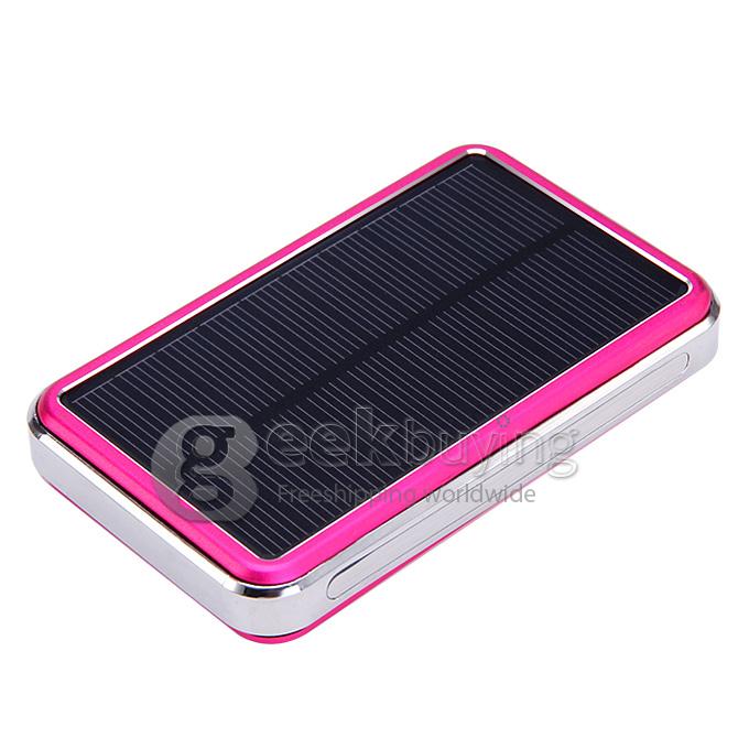 New Portable Panel Solar Charger 16800mAh USB Port Mobile Power Bank for iPhone/Samsung Galaxy - Rose Red