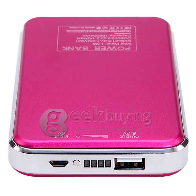 New Portable Panel Solar Charger 16800mAh USB Port Mobile Power Bank for iPhone/Samsung Galaxy - Rose Red
